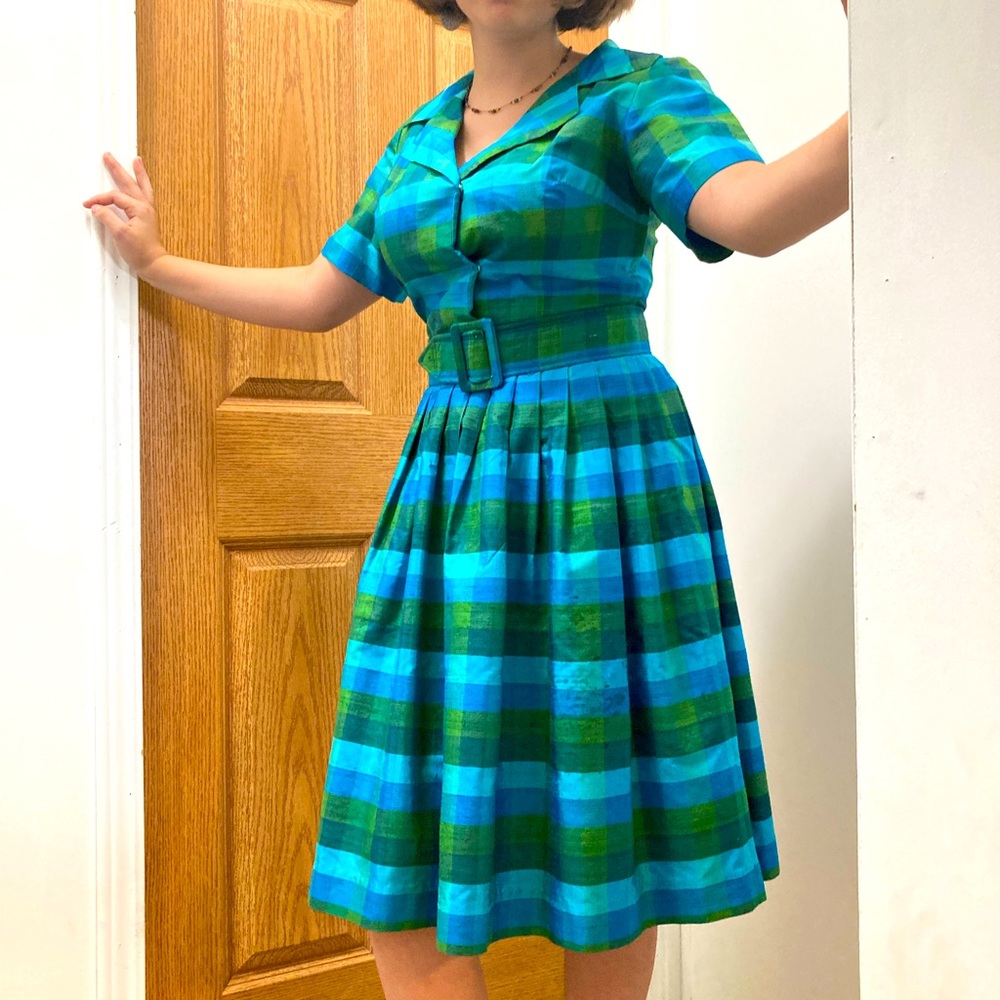 1950’s handmade plaid dress with belt